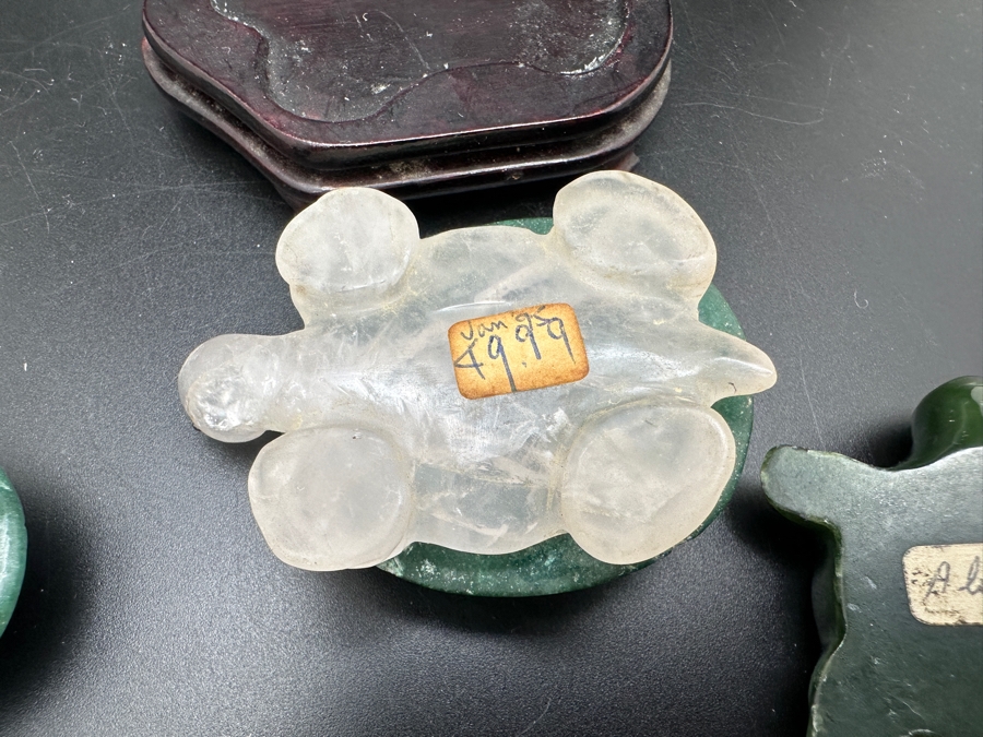 Six Carved Stone Turtle Figurines Jade Malachite 318g [Photo 18]
