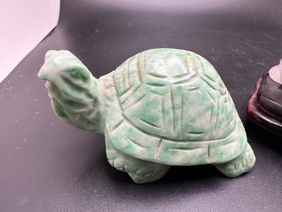 Six Carved Stone Turtle Figurines Jade Malachite 318g [Photo 12]