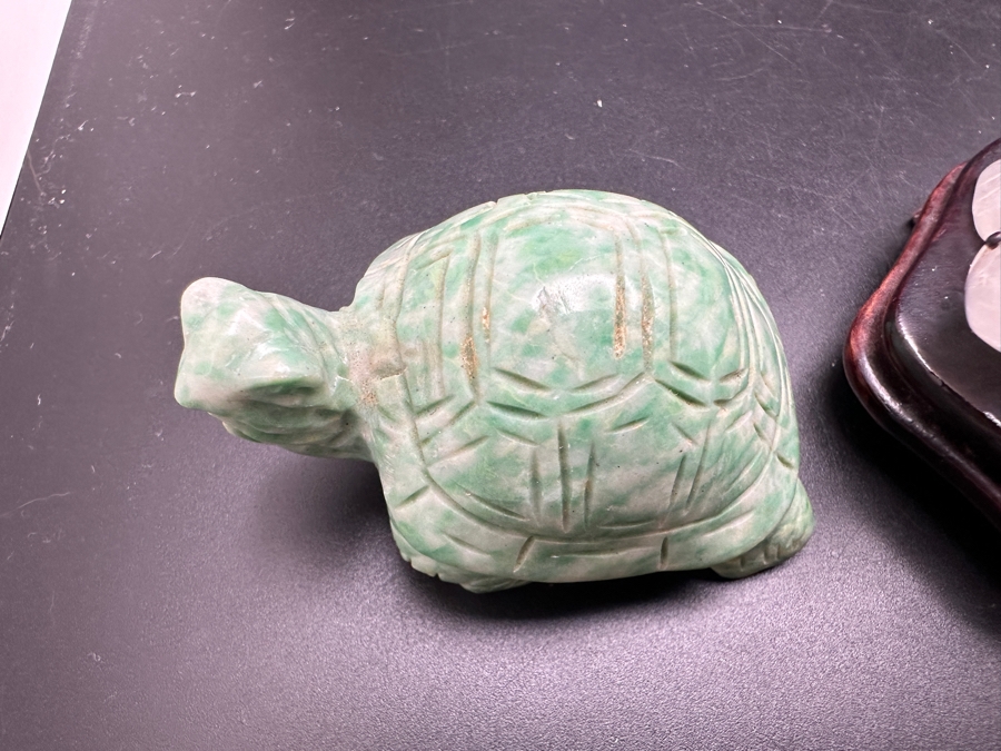 Six Carved Stone Turtle Figurines Jade Malachite 318g [Photo 13]