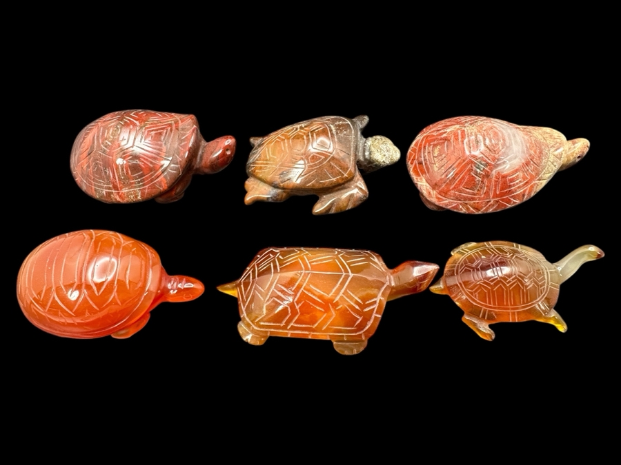 Six Carved Stone Turtle Figurines 194g [Photo 1]