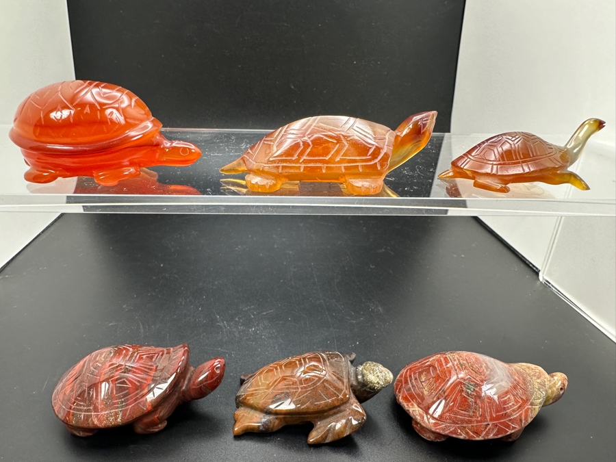 Six Carved Stone Turtle Figurines 194g [Photo 2]