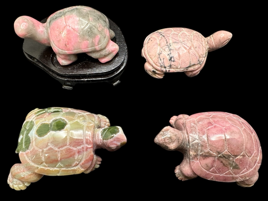 Four Carved Stone Turtle Figurines Rhodonite 215g [Photo 1]
