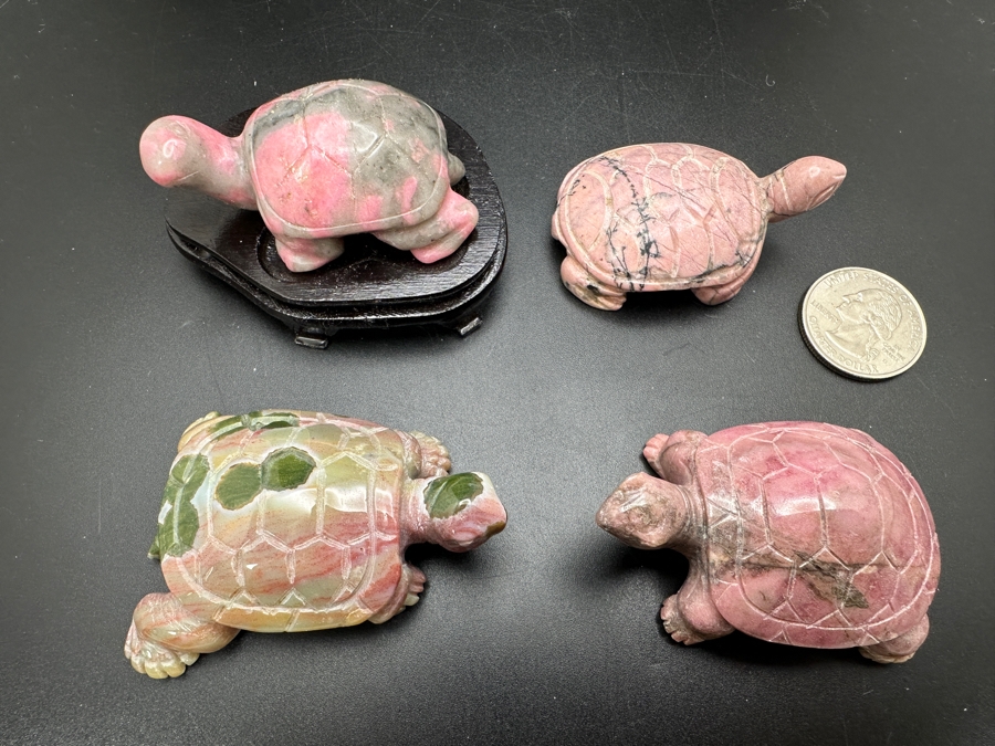 Four Carved Stone Turtle Figurines Rhodonite 215g [Photo 6]