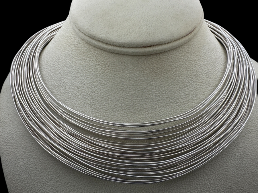 Sterling Silver Multi-Strand Choker Necklace 145g