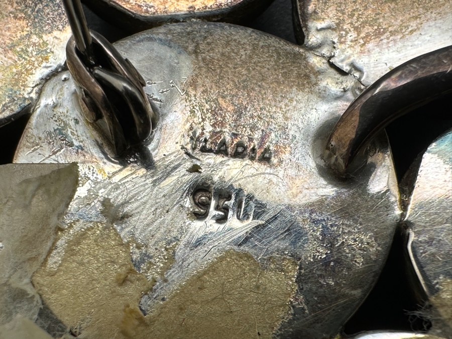 Vintage Signed Sterling Silver Brooch Pin Set With Various Cabochon Stones 47g [Photo 8]