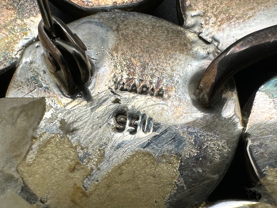 Vintage Signed Sterling Silver Brooch Pin Set With Various Cabochon Stones 47g [Photo 9]