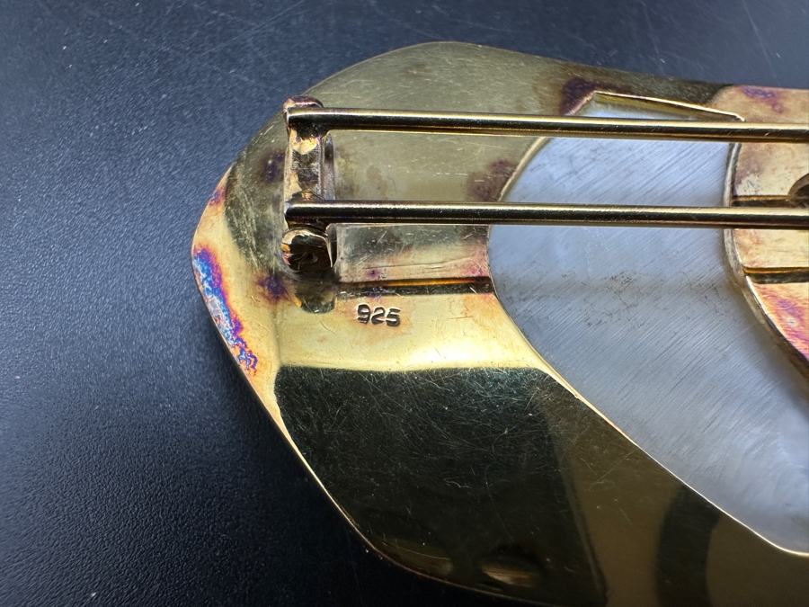 Vintage Sterling Silver Multi-Stone Pearl Brooch Pin Pendant 53g [Photo 6]