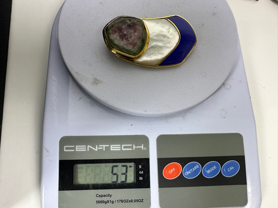 Vintage Sterling Silver Multi-Stone Pearl Brooch Pin Pendant 53g [Photo 7]