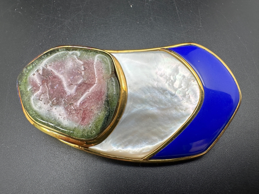 Vintage Sterling Silver Multi-Stone Pearl Brooch Pin Pendant 53g [Photo 3]