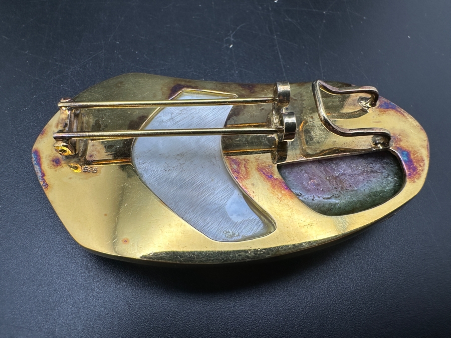 Vintage Sterling Silver Multi-Stone Pearl Brooch Pin Pendant 53g [Photo 5]