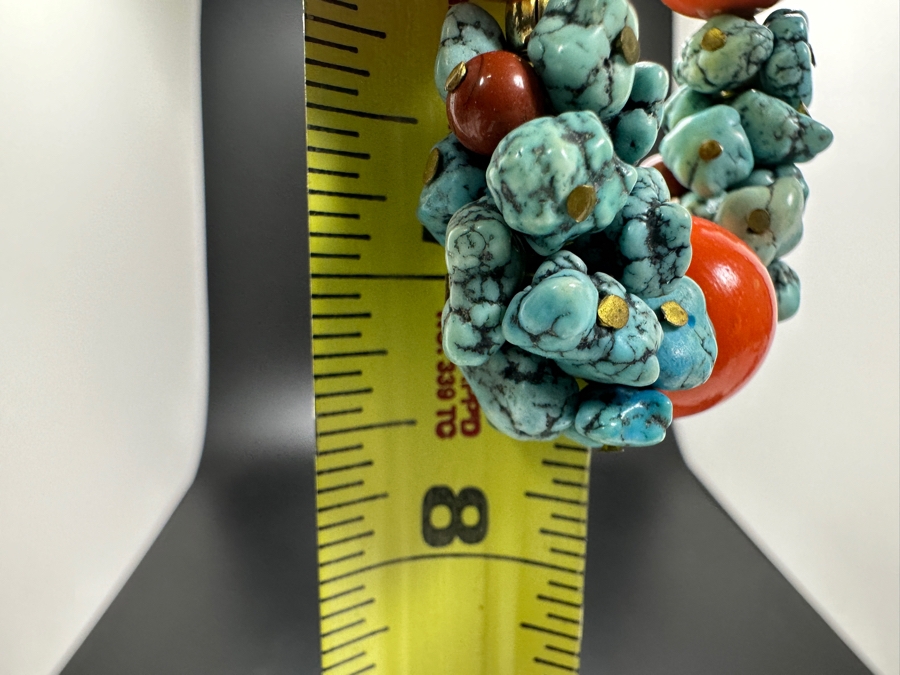 Vintage Turquoise Coral Beaded 15' Necklace With Silver Clasp [Photo 12]