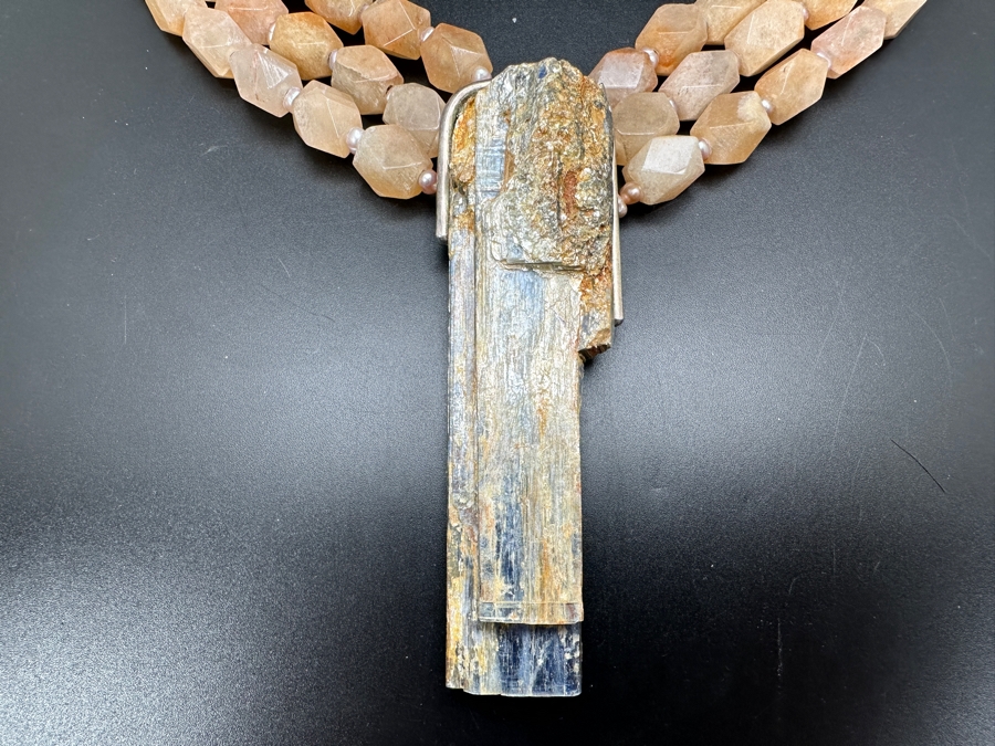 Statement Multi-Strand Stone Bead Necklace With Pearl Spacers And Large Pendant 224g [Photo 10]