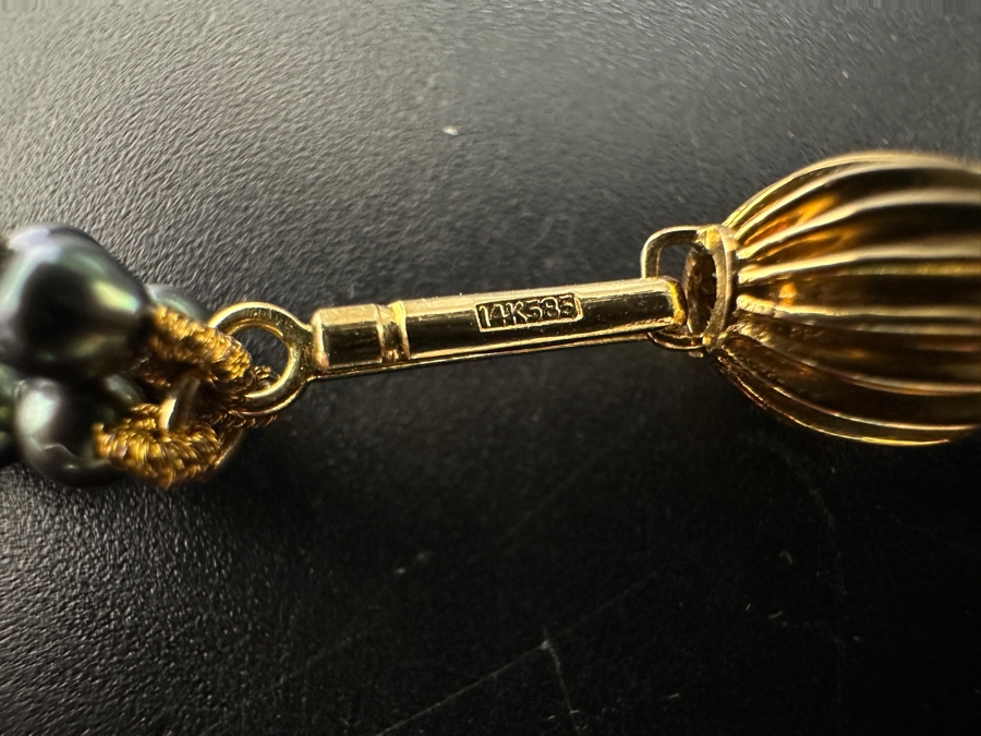 3-Strand 14K Gold Beads And Pearl 16' Necklace With 14K Gold Clasp 18g [Photo 8]