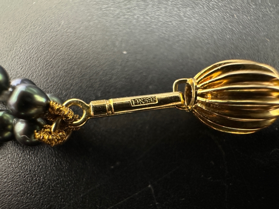 3-Strand 14K Gold Beads And Pearl 16' Necklace With 14K Gold Clasp 18g [Photo 7]