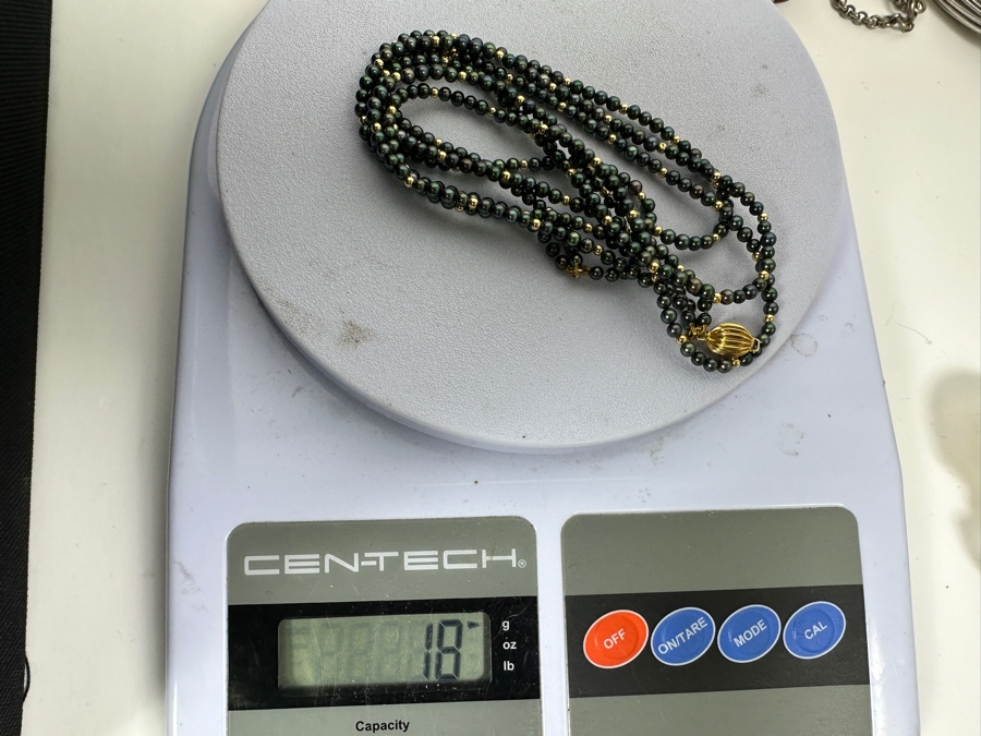 3-Strand 14K Gold Beads And Pearl 16' Necklace With 14K Gold Clasp 18g [Photo 10]