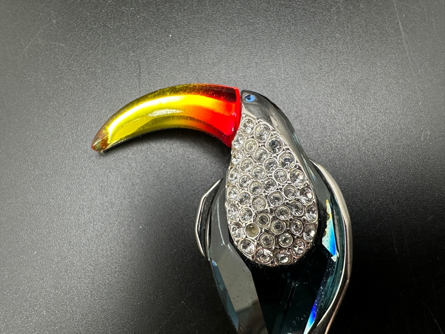 Sterling Silver Swarovski Crystal Paradise Birds Belyaka Toucan Pin Brooch 3H 32g [Photo 4]
