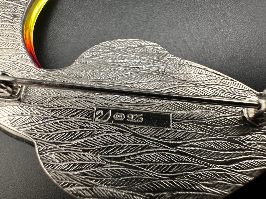 Sterling Silver Swarovski Crystal Paradise Birds Belyaka Toucan Pin Brooch 3H 32g [Photo 7]