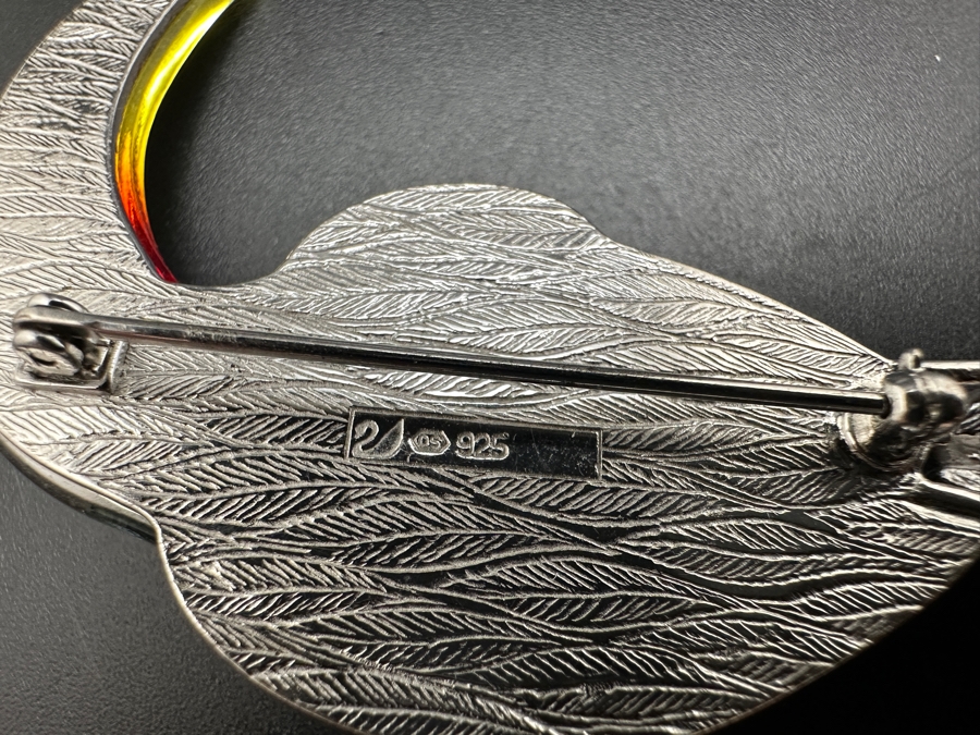 Sterling Silver Swarovski Crystal Paradise Birds Belyaka Toucan Pin Brooch 3H 32g [Photo 6]