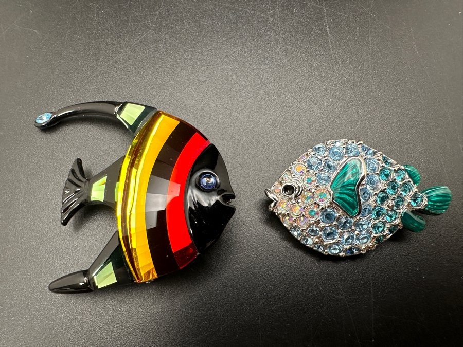 Pair Of Swarovski Crystal Pins Brooches [Photo 2]