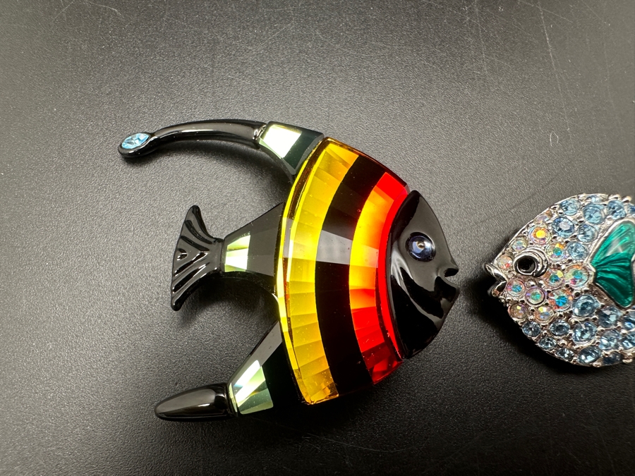 Pair Of Swarovski Crystal Pins Brooches [Photo 3]