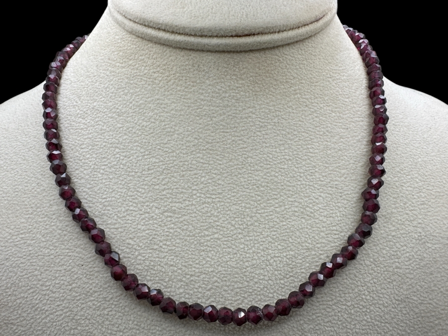 16' Amethyst Bead Necklace With Silver Clasp [Photo 1]