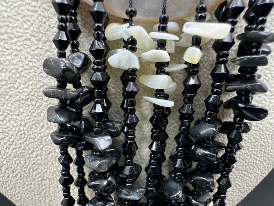 18' Statement Shell Pendant Necklace With Various Black Stones And Shells [Photo 4]