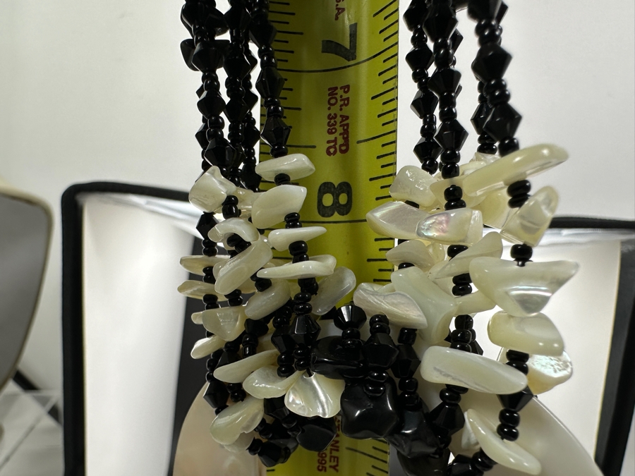 18' Statement Shell Pendant Necklace With Various Black Stones And Shells [Photo 6]