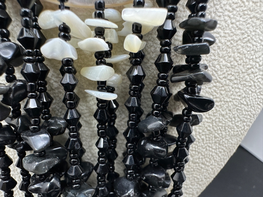 18' Statement Shell Pendant Necklace With Various Black Stones And Shells [Photo 5]