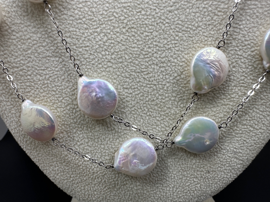 48' Sterling Silver Pearl Necklace 42g [Photo 3]