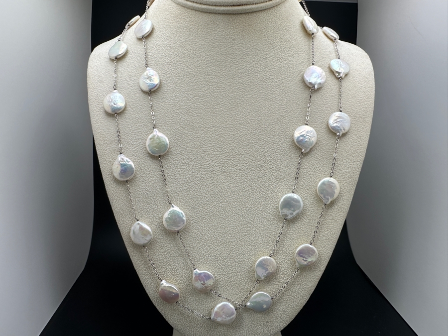 48' Sterling Silver Pearl Necklace 42g [Photo 2]