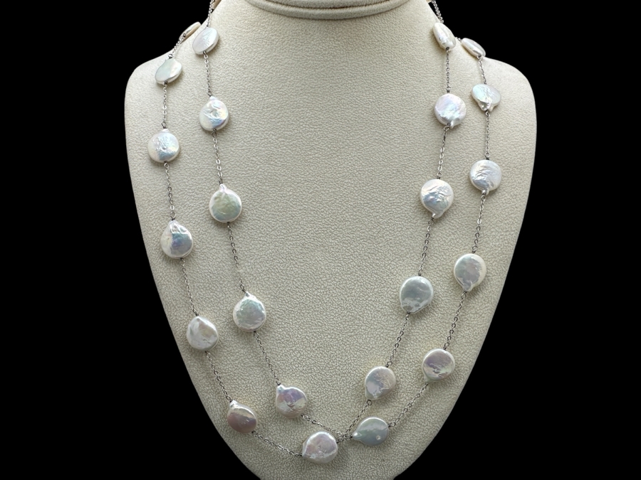 48' Sterling Silver Pearl Necklace 42g [Photo 1]