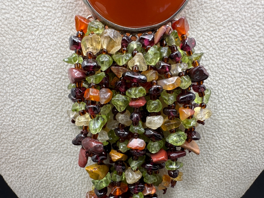 16' Multi-Stone Statement Necklace With Carnelian Pendant [Photo 4]