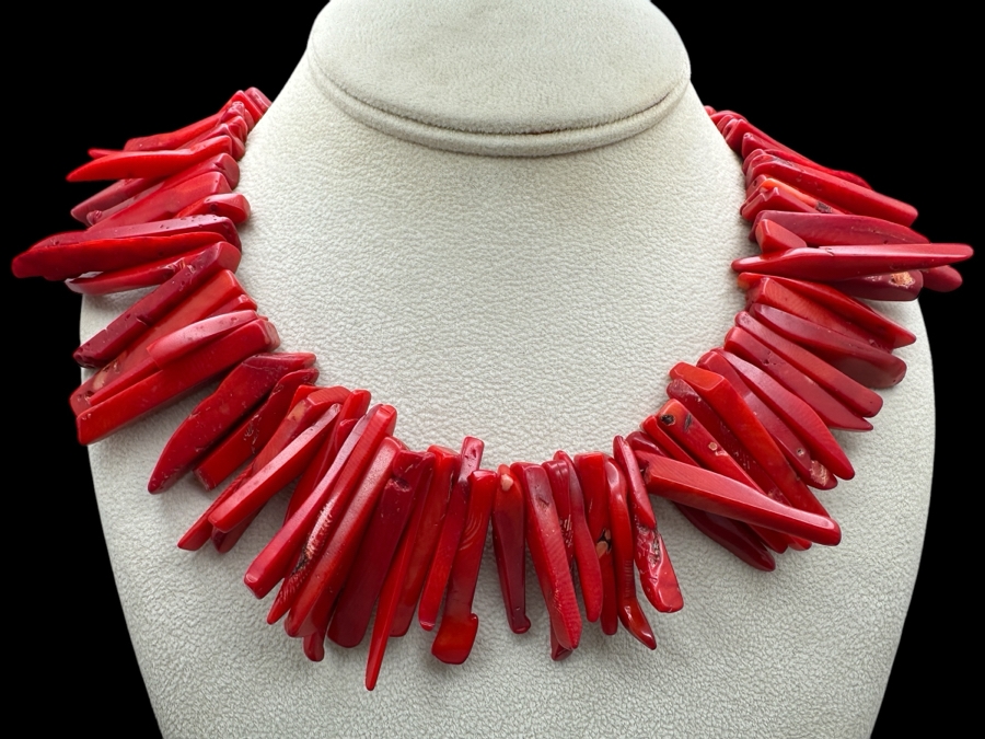16' Red Coral Statement Necklace [Photo 1]