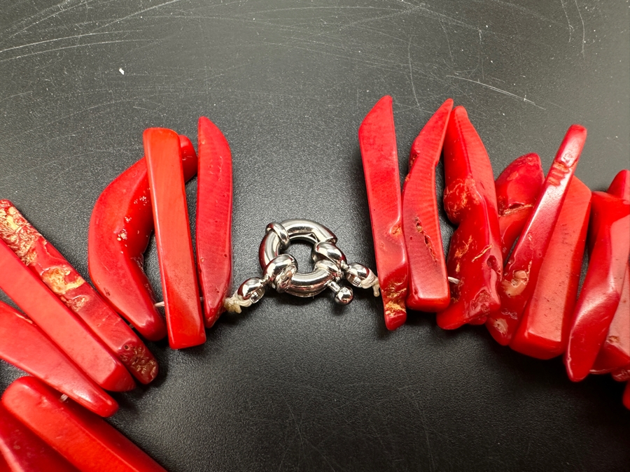 16' Red Coral Statement Necklace [Photo 3]