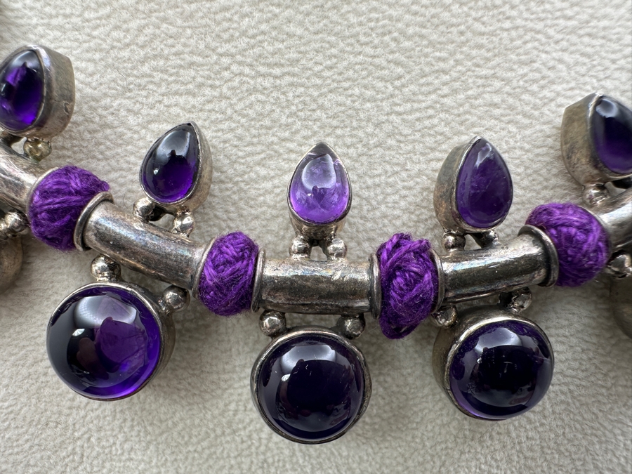 Sterling Silver Amethyst Necklace 53g [Photo 2]
