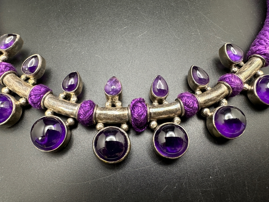 Sterling Silver Amethyst Necklace 53g [Photo 4]