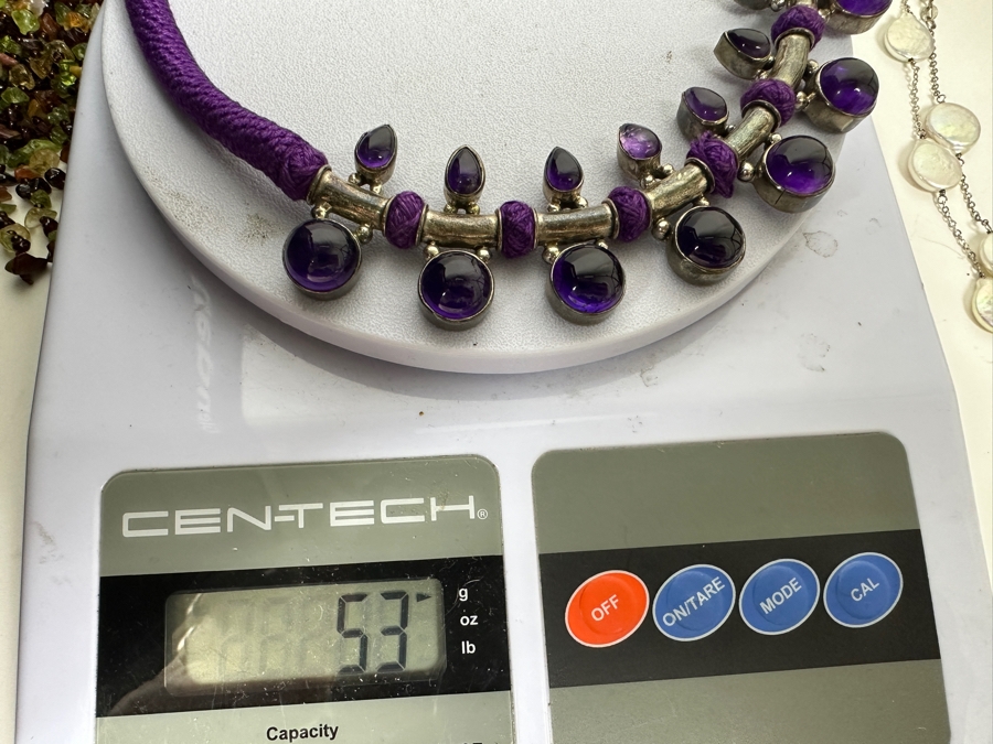 Sterling Silver Amethyst Necklace 53g [Photo 7]