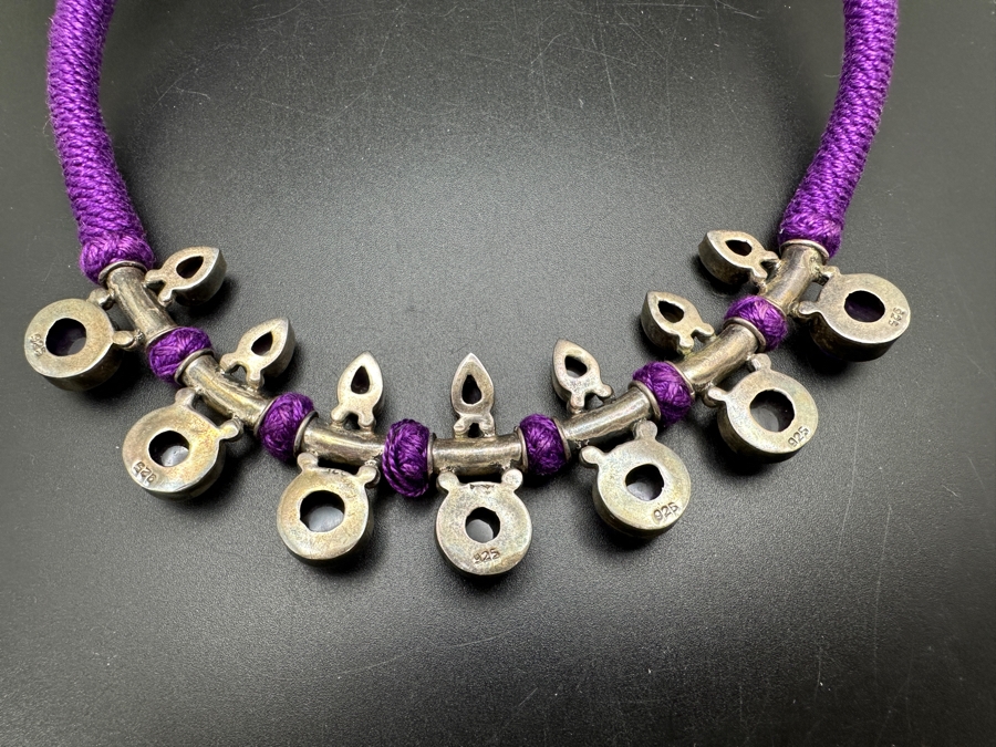 Sterling Silver Amethyst Necklace 53g [Photo 5]