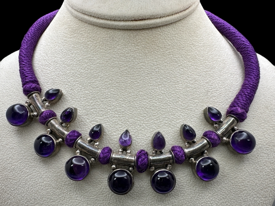 Sterling Silver Amethyst Necklace 53g [Photo 1]