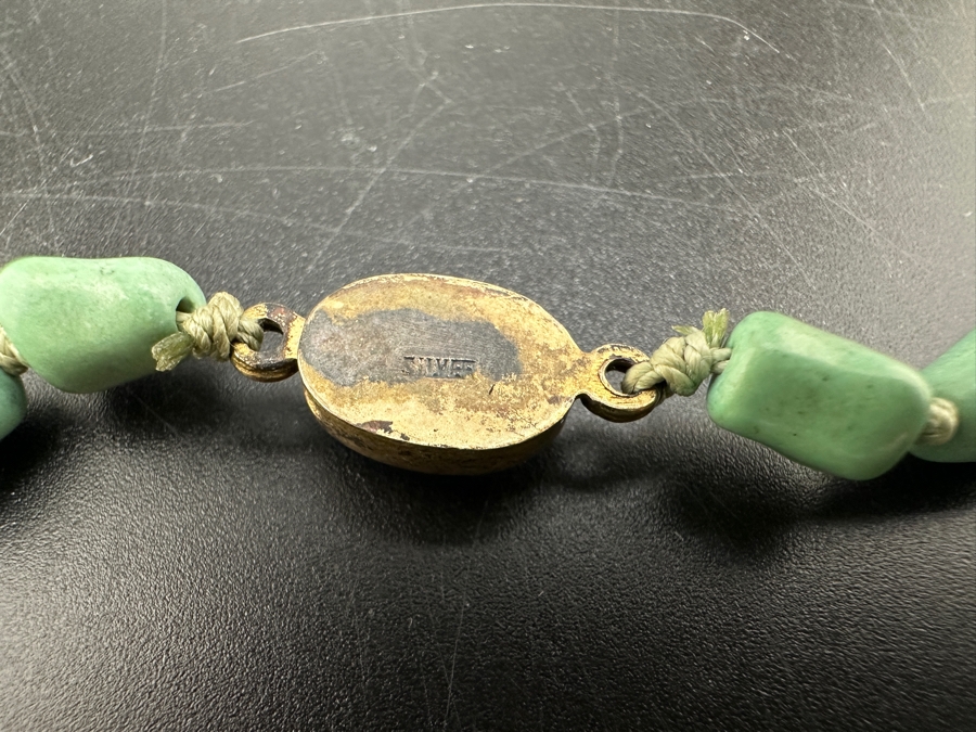 Vintage 24' Turquoise Beaded Necklace With Silver Clasp [Photo 6]