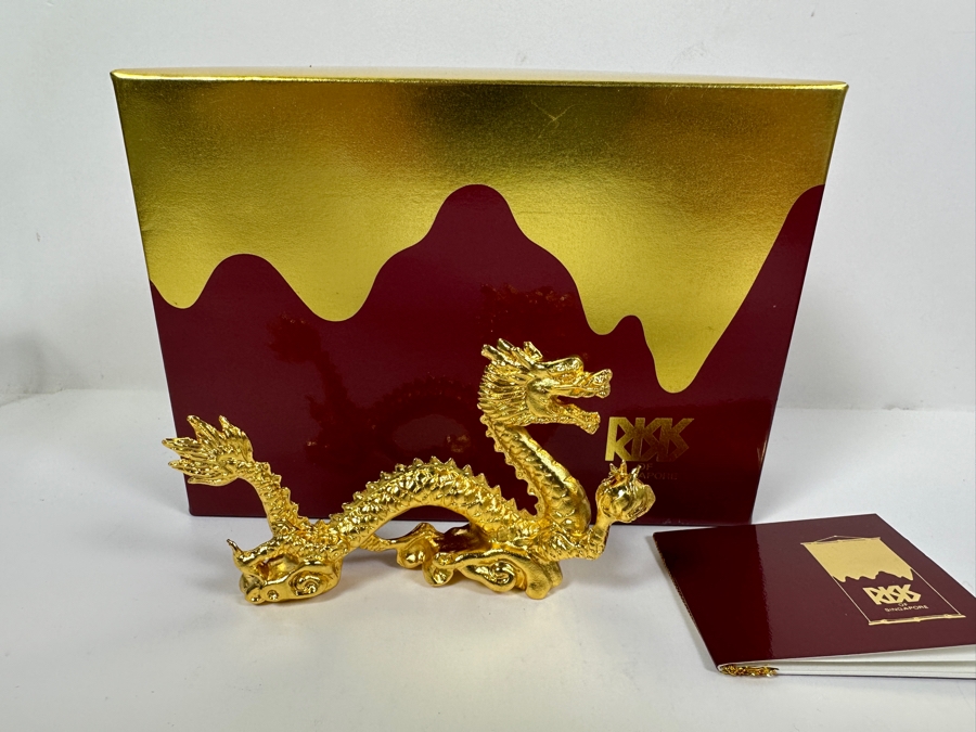 24k Gold Plated Dragon Figurine By Risis Of Singapore With Original Box [Photo 2]