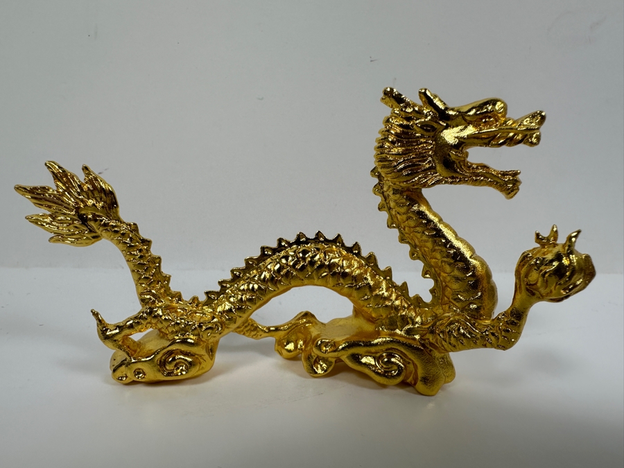 24k Gold Plated Dragon Figurine By Risis Of Singapore With Original Box [Photo 6]