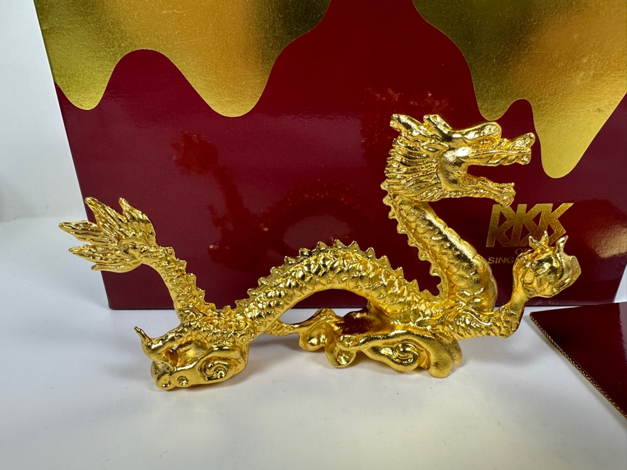 24k Gold Plated Dragon Figurine By Risis Of Singapore With Original Box [Photo 4]
