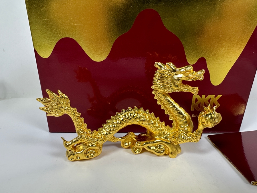 24k Gold Plated Dragon Figurine By Risis Of Singapore With Original Box [Photo 3]