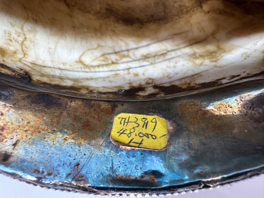 Impressive Tibetan Conch Shell Ritual Horn Adorned With Detailed Silver, Coral And Turquoise Weighs 2,232g [Photo 29]