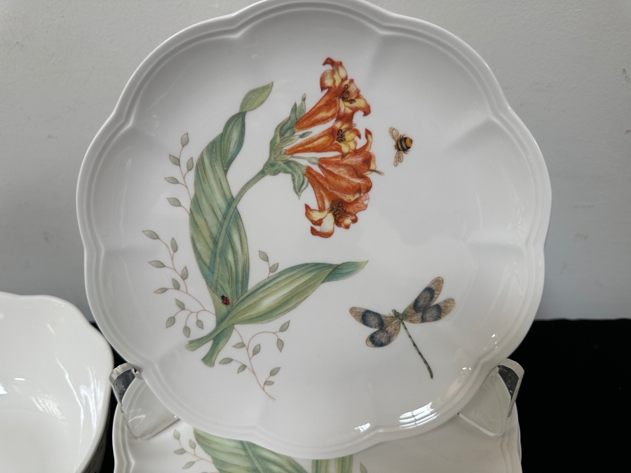 Lenox Butterfly Meadow Dragonfly 12 Plates And Large Bowl [Photo 2]