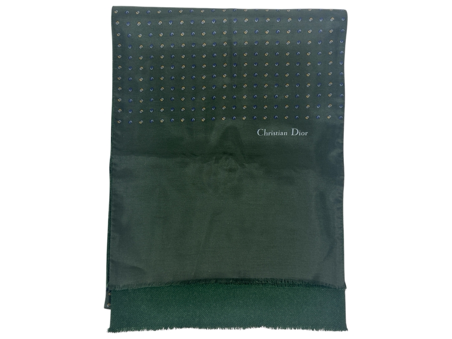 New Christian Dior Silk / Wool Scarf 11 X 56