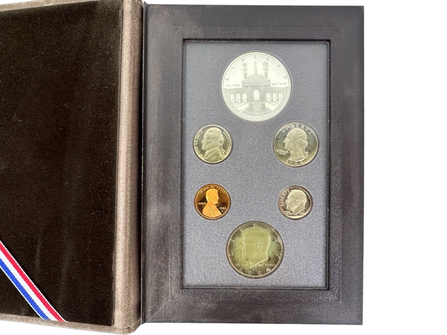 1984 United States Coin Proof Set Celebrating The Los Angeles XXIII Olympics Featuring $1 Silver Olympic Dollar Coin [Photo 1]