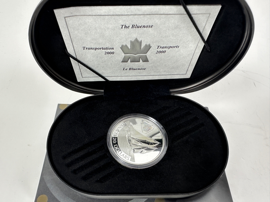 Proof Sterling Silver $20 Canadian Dollar Coin 31.103g Transportation Series Ship The Bluenose 2000 Royal Canadian Mint [Photo 2]