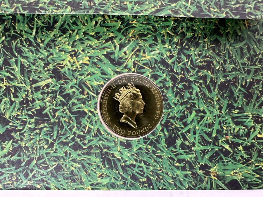 (3) Limited Edition Royal Mint Of England 1996 Celebration Of Football First Day Cover With Two Pounds Coin And (1) Limited Edition 1996 Great Britain First Day Cover 'A Century Of British Motoring With Commemorative Medal [Photo 4]